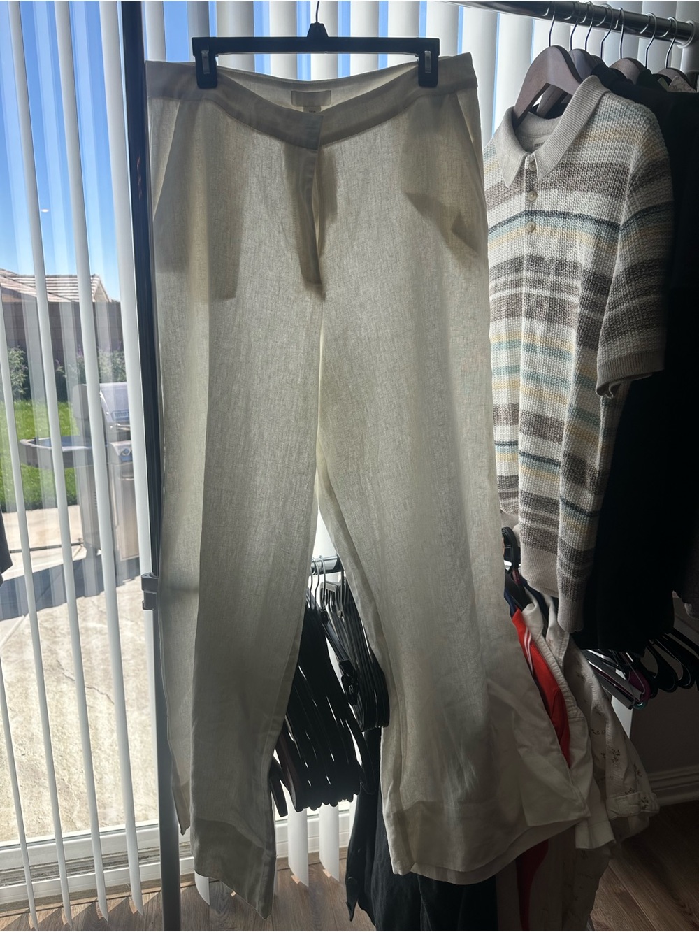 Women’s H&M Linen-Blend Cream Wide-Leg Pants